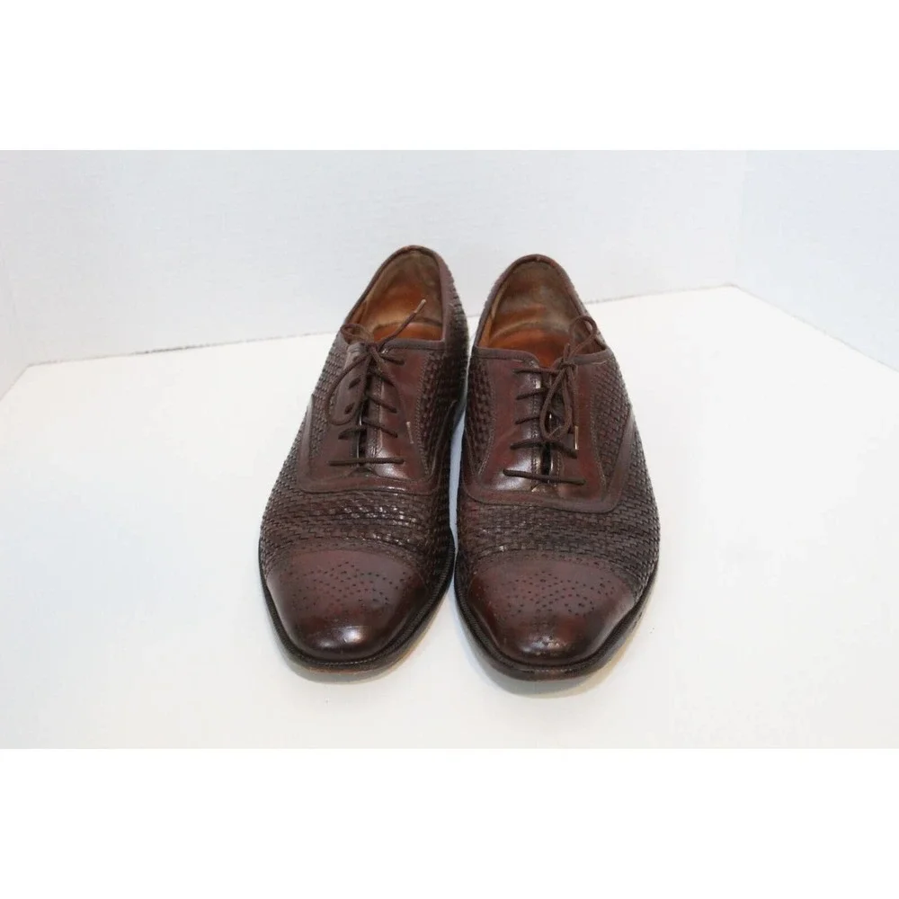 *Flaw Salvatore Ferragamo Woven Leather Lace Oxford Shoes Men's Size 10D H14580 - Picture 4 of 16
